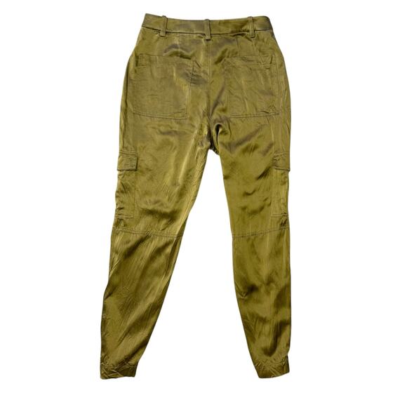 Banana Republic Women's Allure 100% Silk Cargo Pants Dark Chartreuse Size 0 - Picture 7 of 12